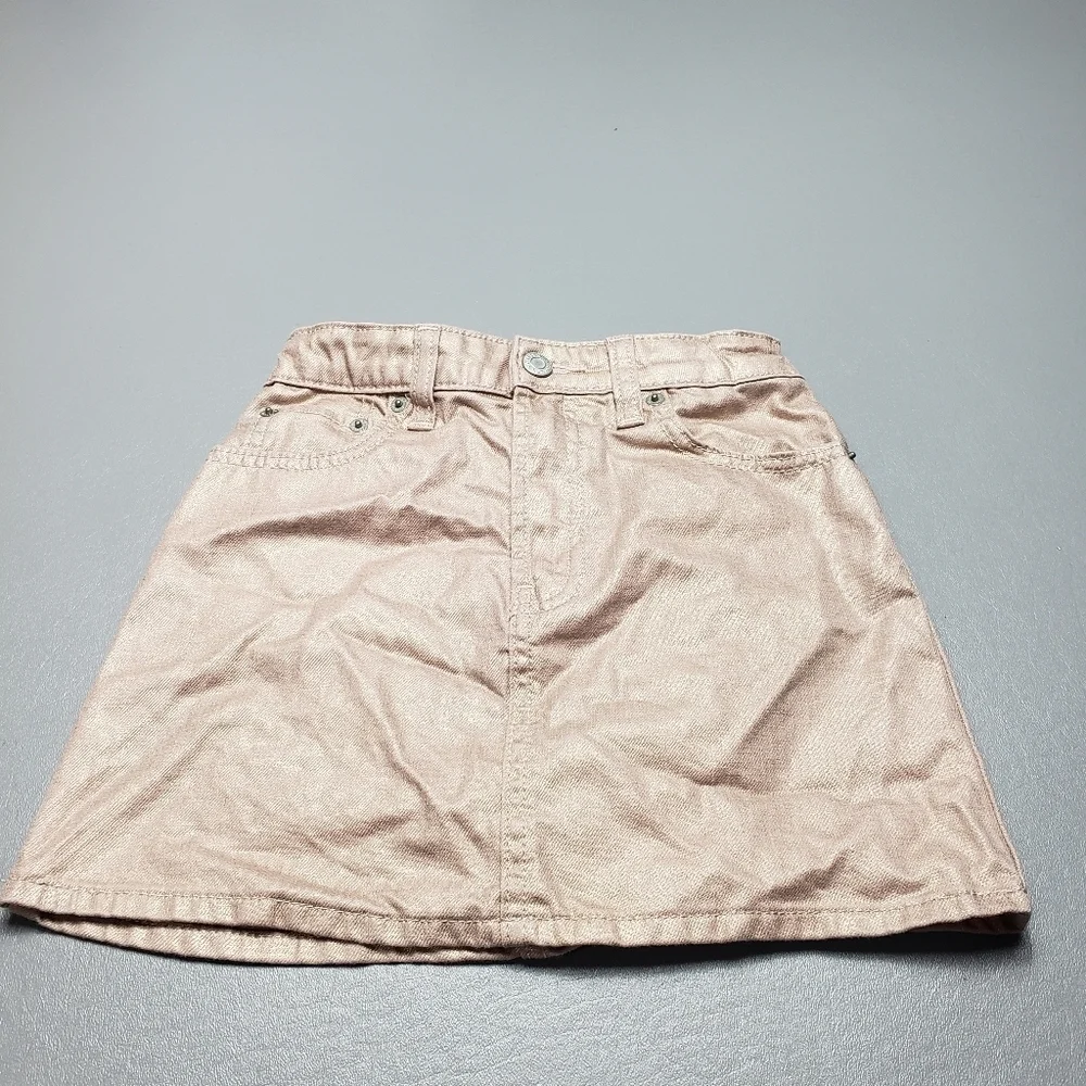 gap denim girls size 7 pink shiny skirt adjustable waist
